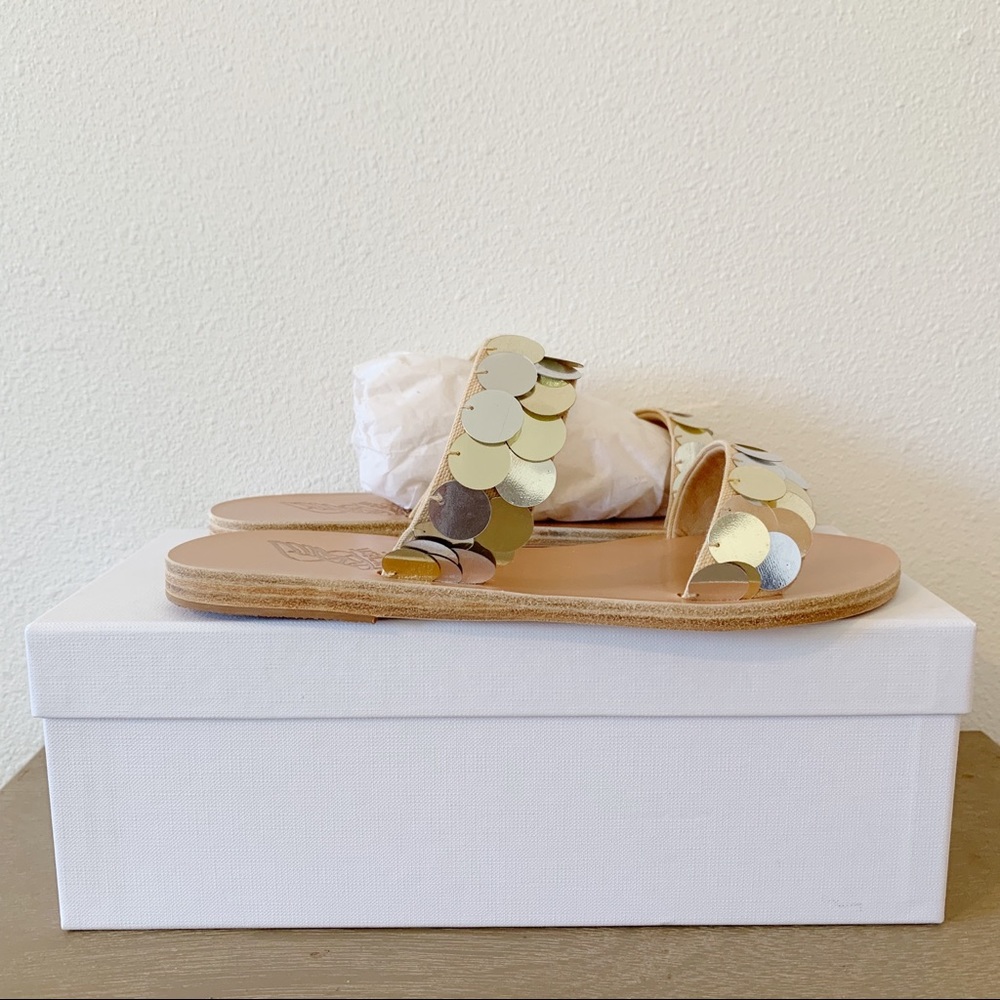 Ancient Greek Poulia Sandals in silver/platinum - Picture 5 of 9